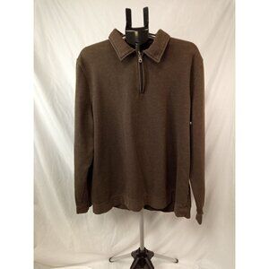 Croft and Barrow Men's Brown Quarter Zip Easy Care Sweater Sz XL